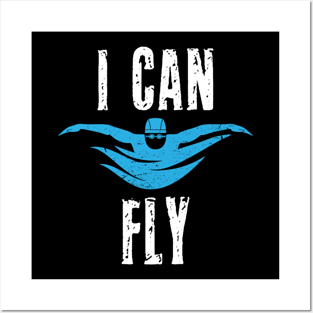 I Can Fly Eat Sleep Swim Repeat Swimming Swimmer Women Men Pool Wall Art by Shirtsurf